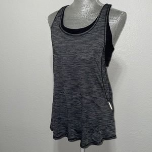 lululemon tank‎ top sports bra black gray 12 T30416